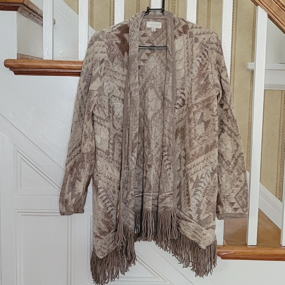 LUCKY BRAND Brushed Fringe Cardigan Sweater Size Small - Picture 3 of 7